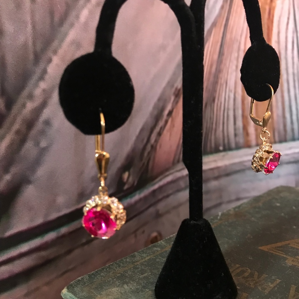 NEW Gold & Pink Earrings Vintage Inspired Wedding